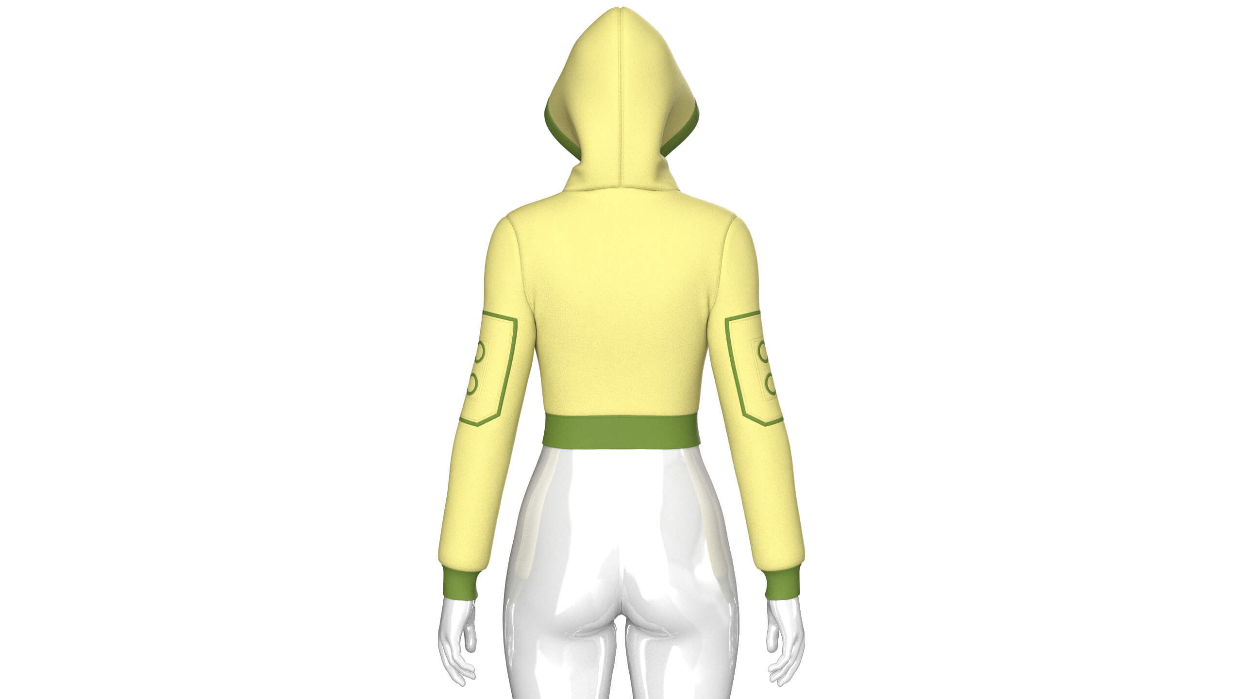 Girls Half-Zip Tactical Crop Hoodie with Pocket 3D Model