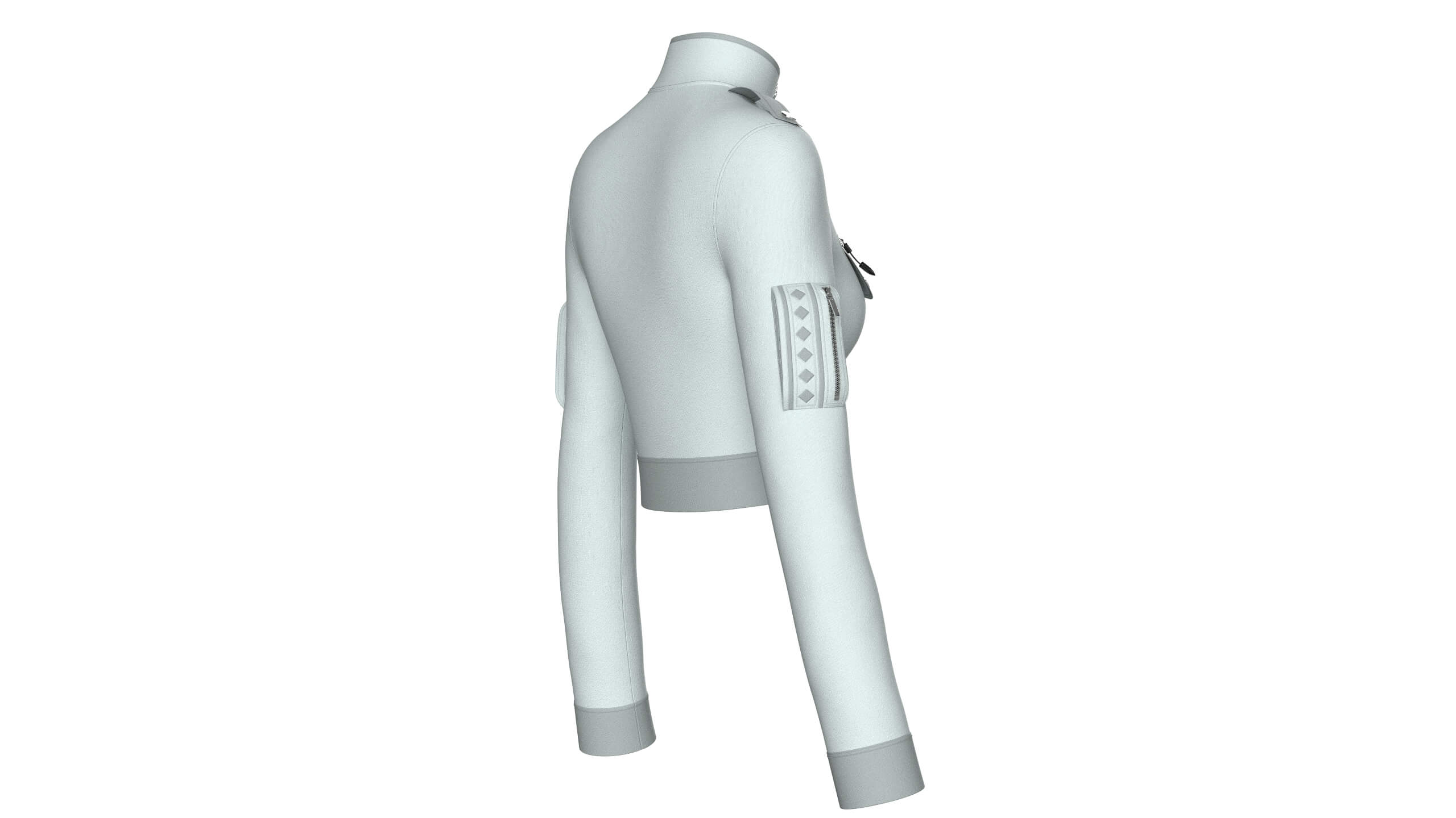 Girls Half-Zip Tactical Crop Jacket 3D Model