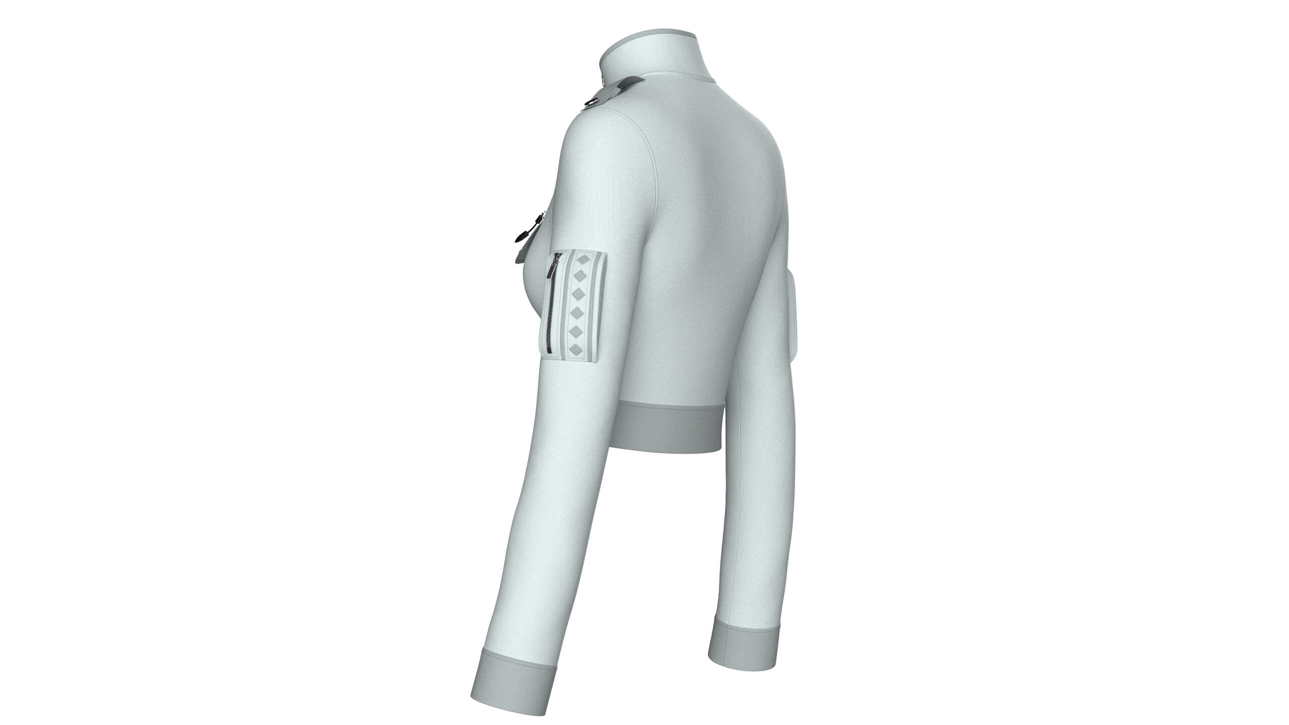 Girls Half-Zip Tactical Crop Jacket 3D Model
