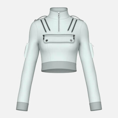 Girls Half-Zip Tactical Crop Jacket