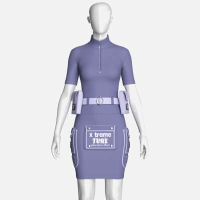 Girls Half-Zip Tactical Utility Bodycon Dress