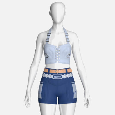 Girls Halter Crop Top with Cargo Shorts Outfit