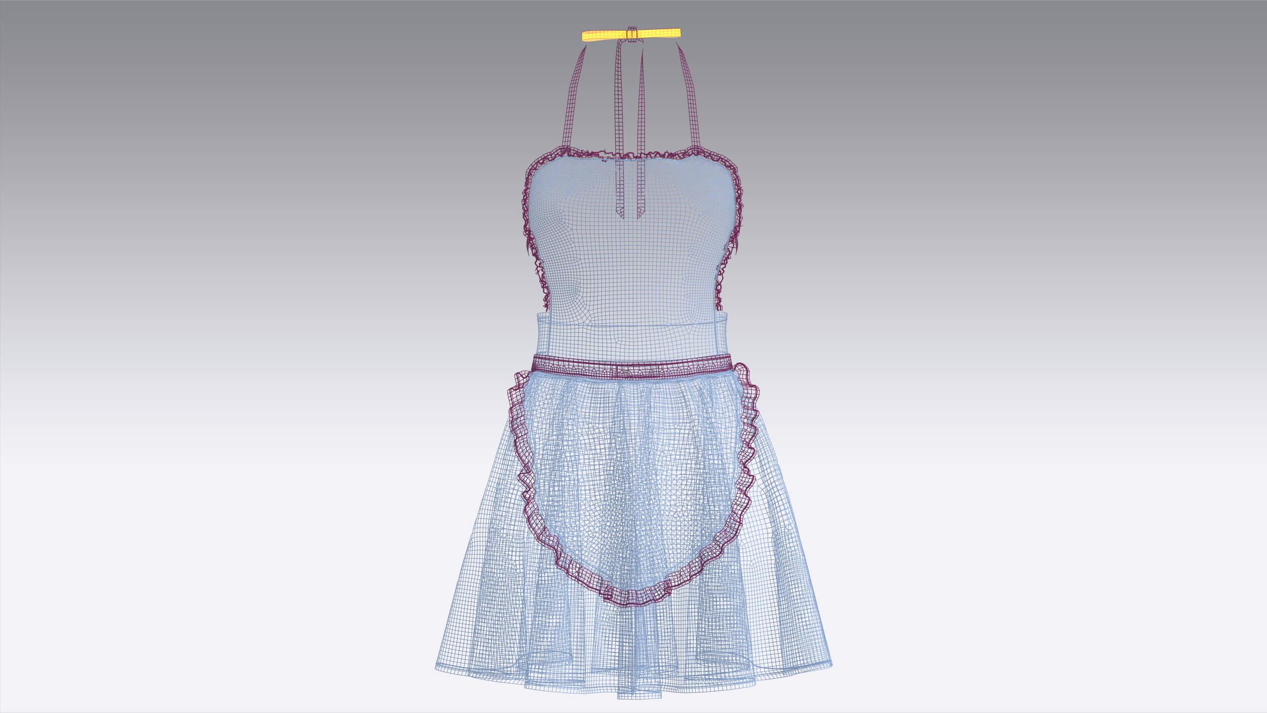 Girls Halter Neck Apron Style Mini Dress 3D Model