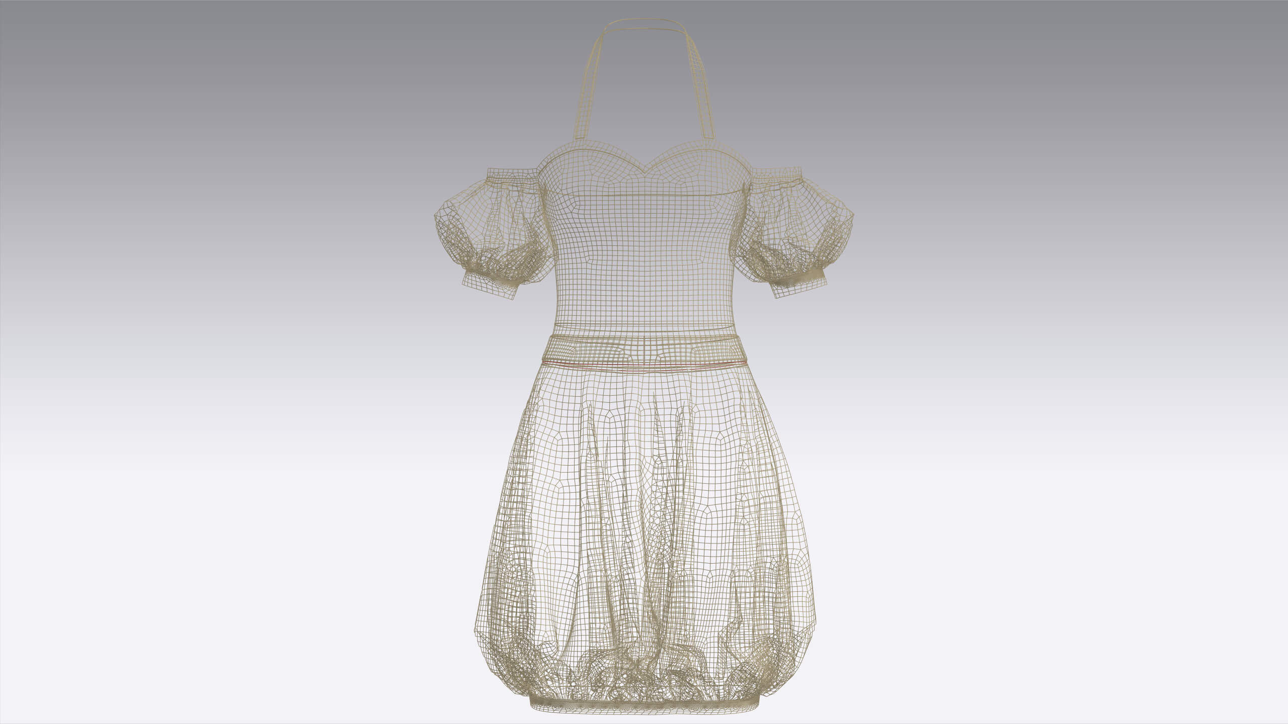 Girls Halter Neck Bubble Hem Mini Dress 3D Model
