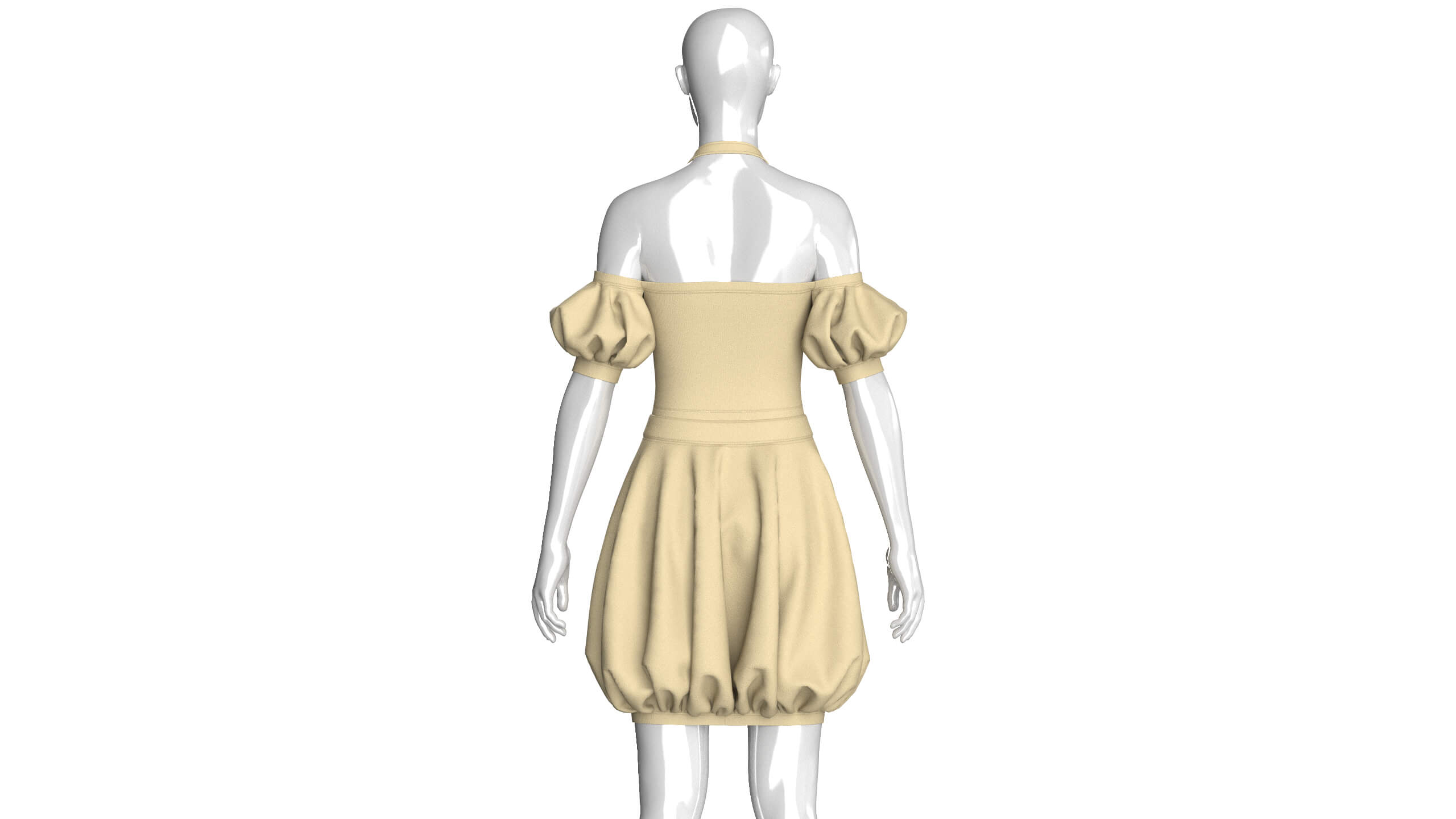 Girls Halter Neck Bubble Hem Mini Dress 3D Model