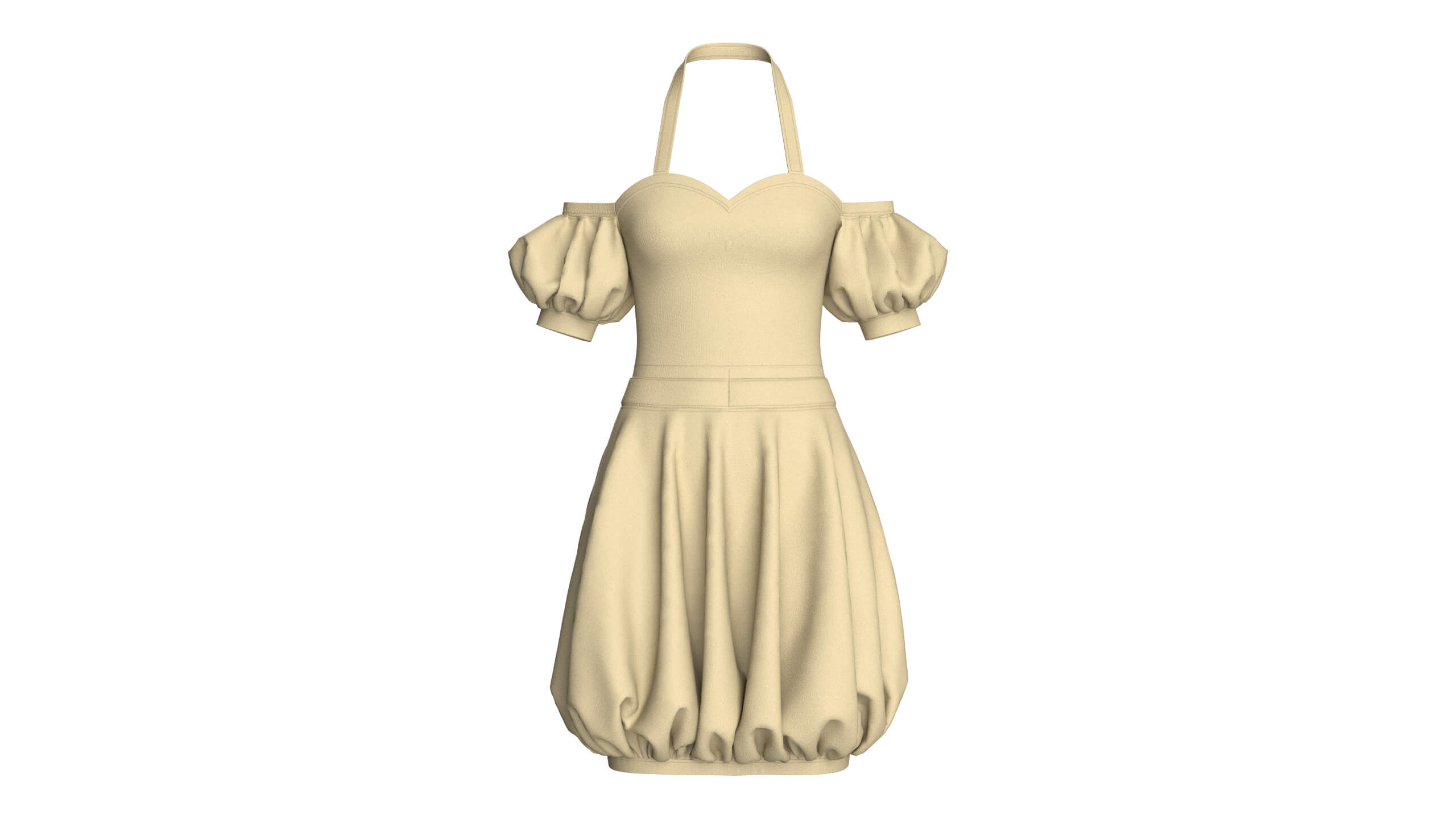 Girls Halter Neck Bubble Hem Mini Dress 3D Model