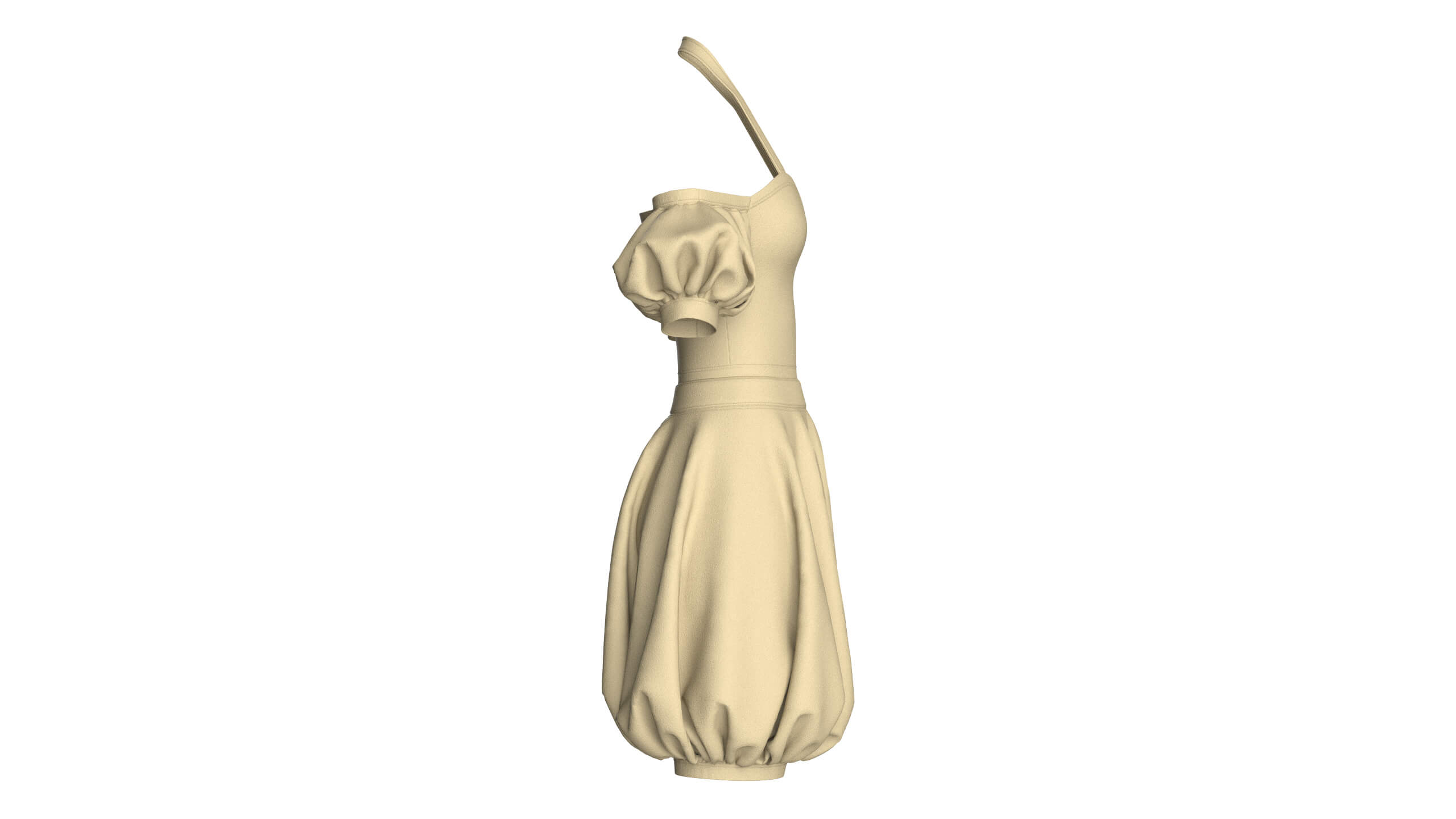Girls Halter Neck Bubble Hem Mini Dress 3D Model