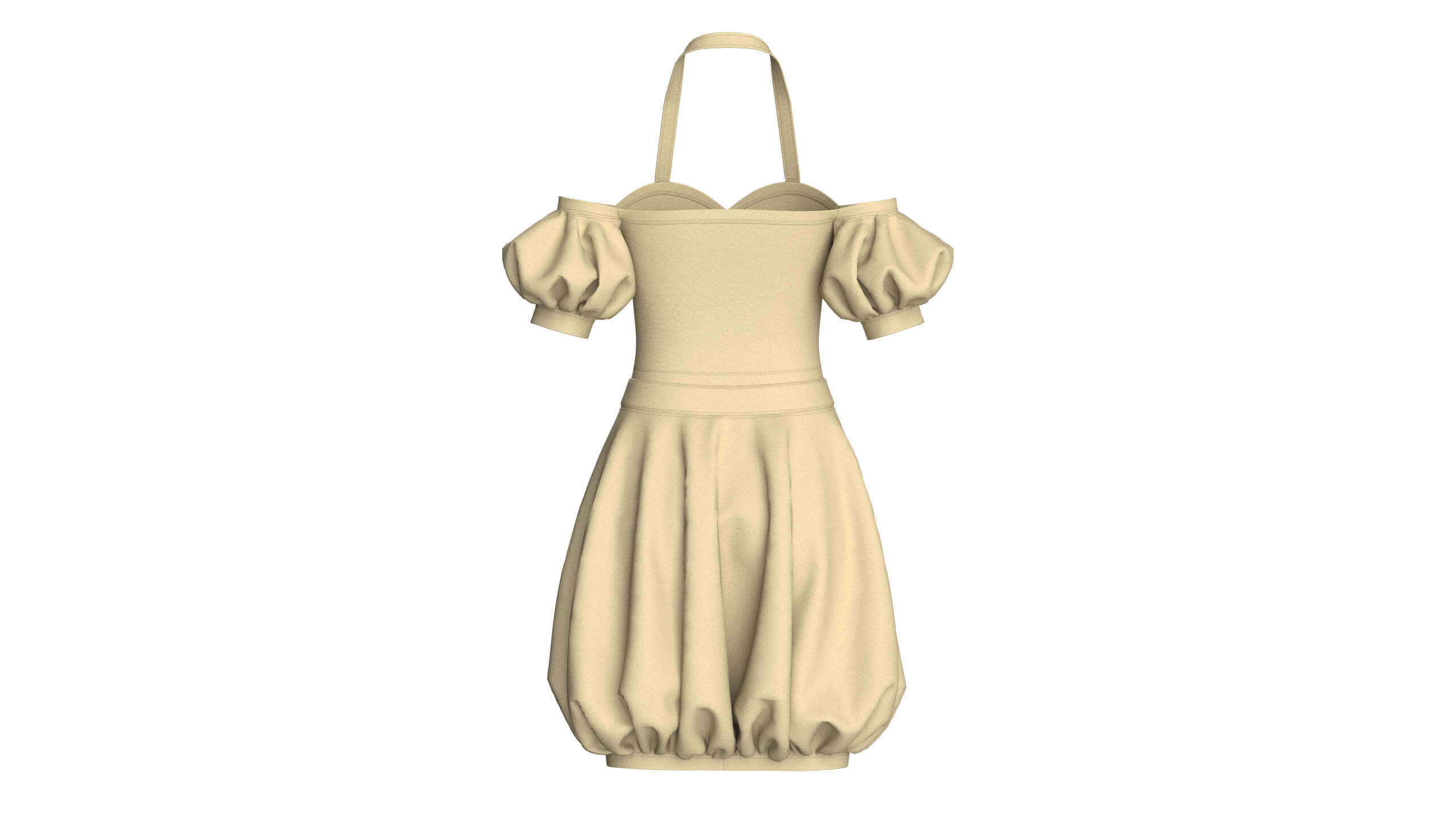 Girls Halter Neck Bubble Hem Mini Dress 3D Model