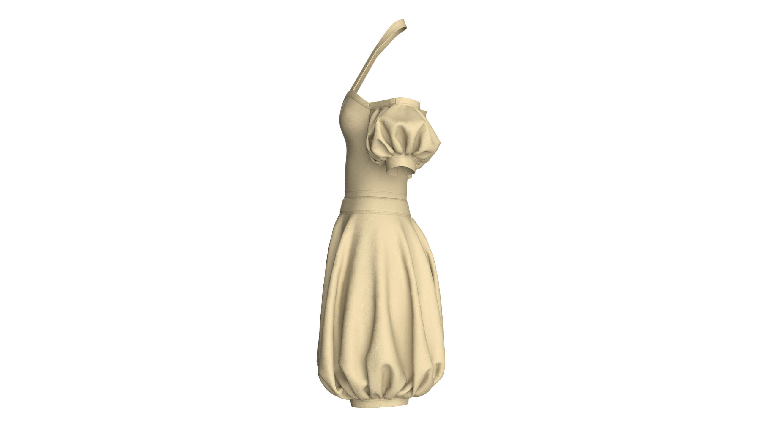 Girls Halter Neck Bubble Hem Mini Dress 3D Model