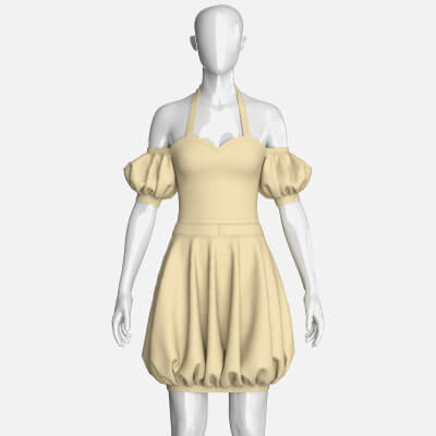 Girls Halter Neck Bubble Hem Mini Dress