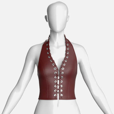 Girls Halter Top with Front Lace-Up Eyelets