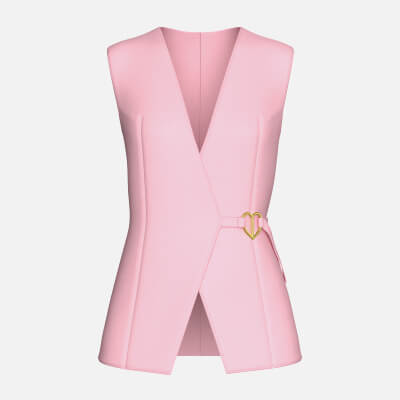 Girls Heart Buckle Sleeveless Tailored Vest