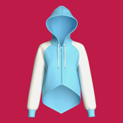 Girls High-Low Raglan Zip-Up Hoodie