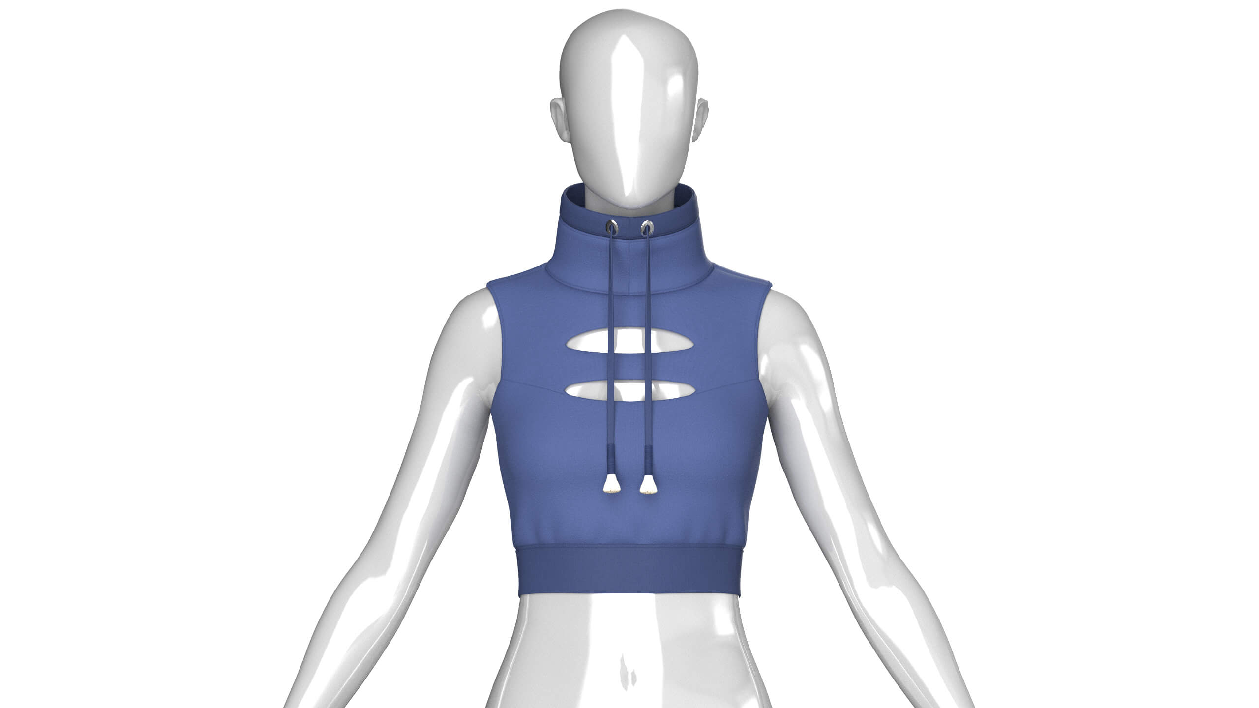 Girls High Neck Cutout Sleeveless Crop Top 3D Model