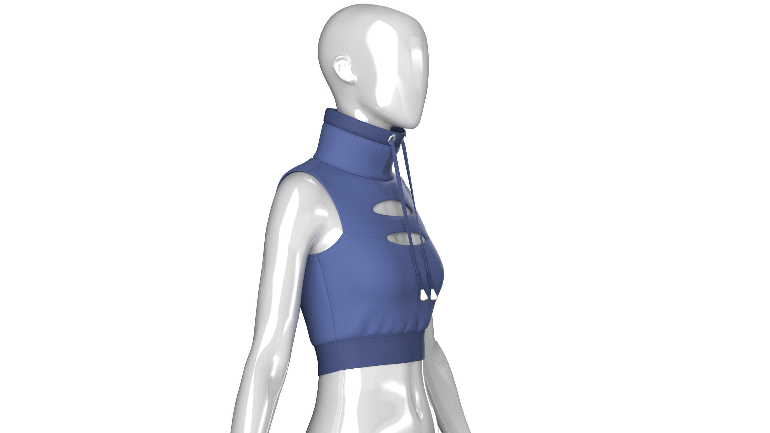 Girls High Neck Cutout Sleeveless Crop Top 3D Model