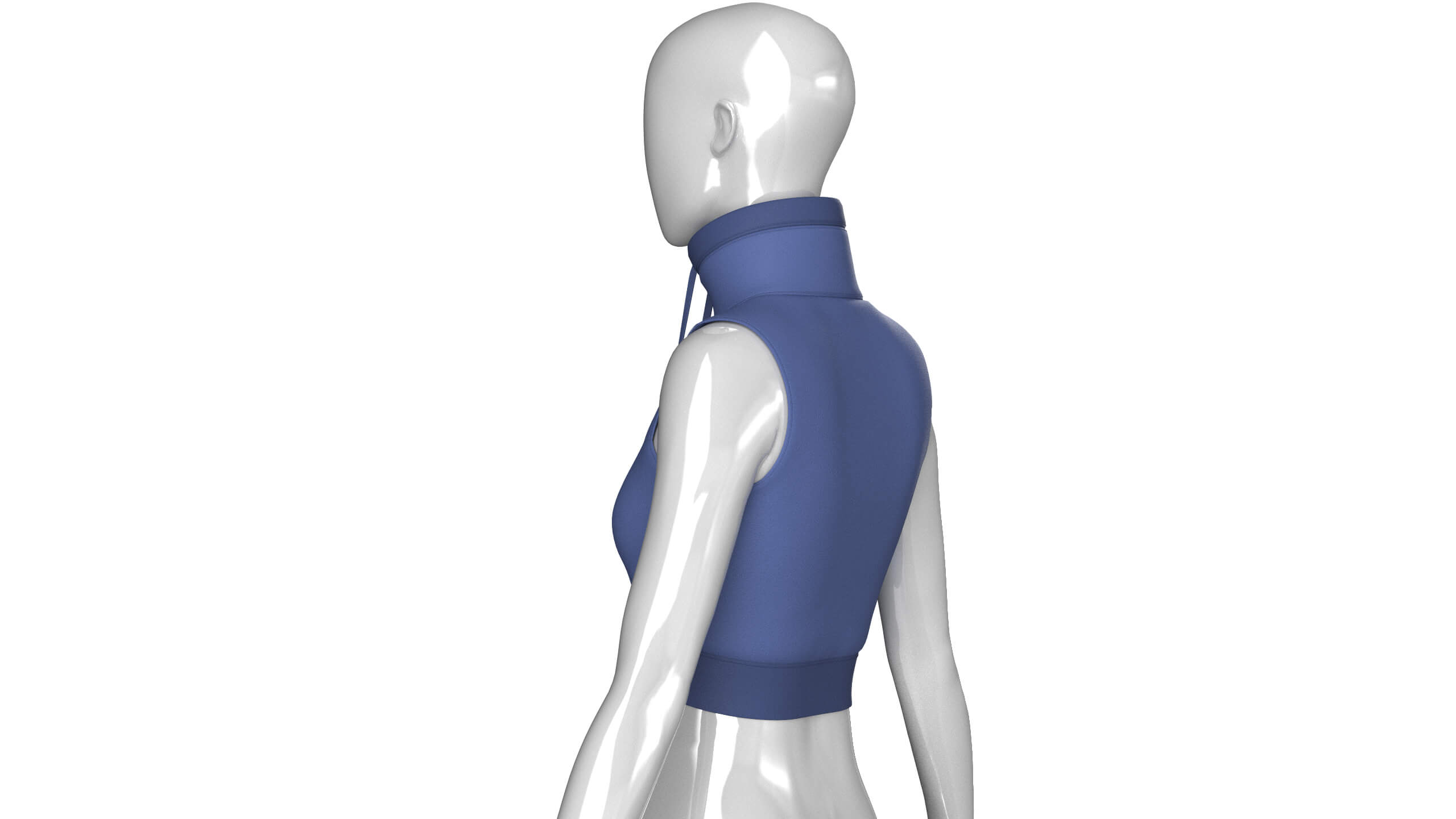Girls High Neck Cutout Sleeveless Crop Top 3D Model