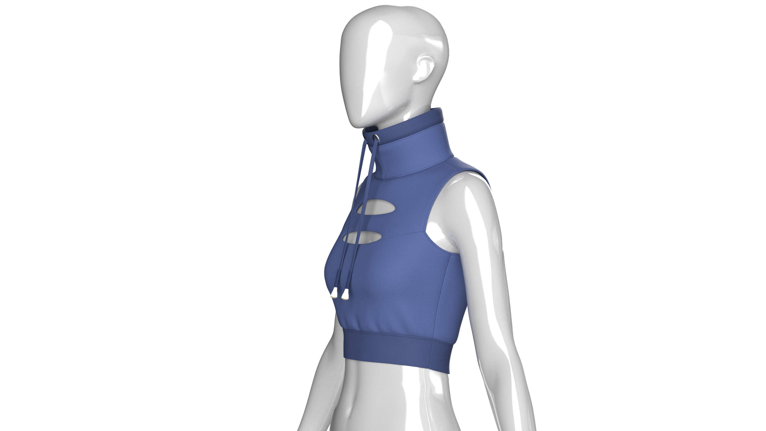 Girls High Neck Cutout Sleeveless Crop Top 3D Model