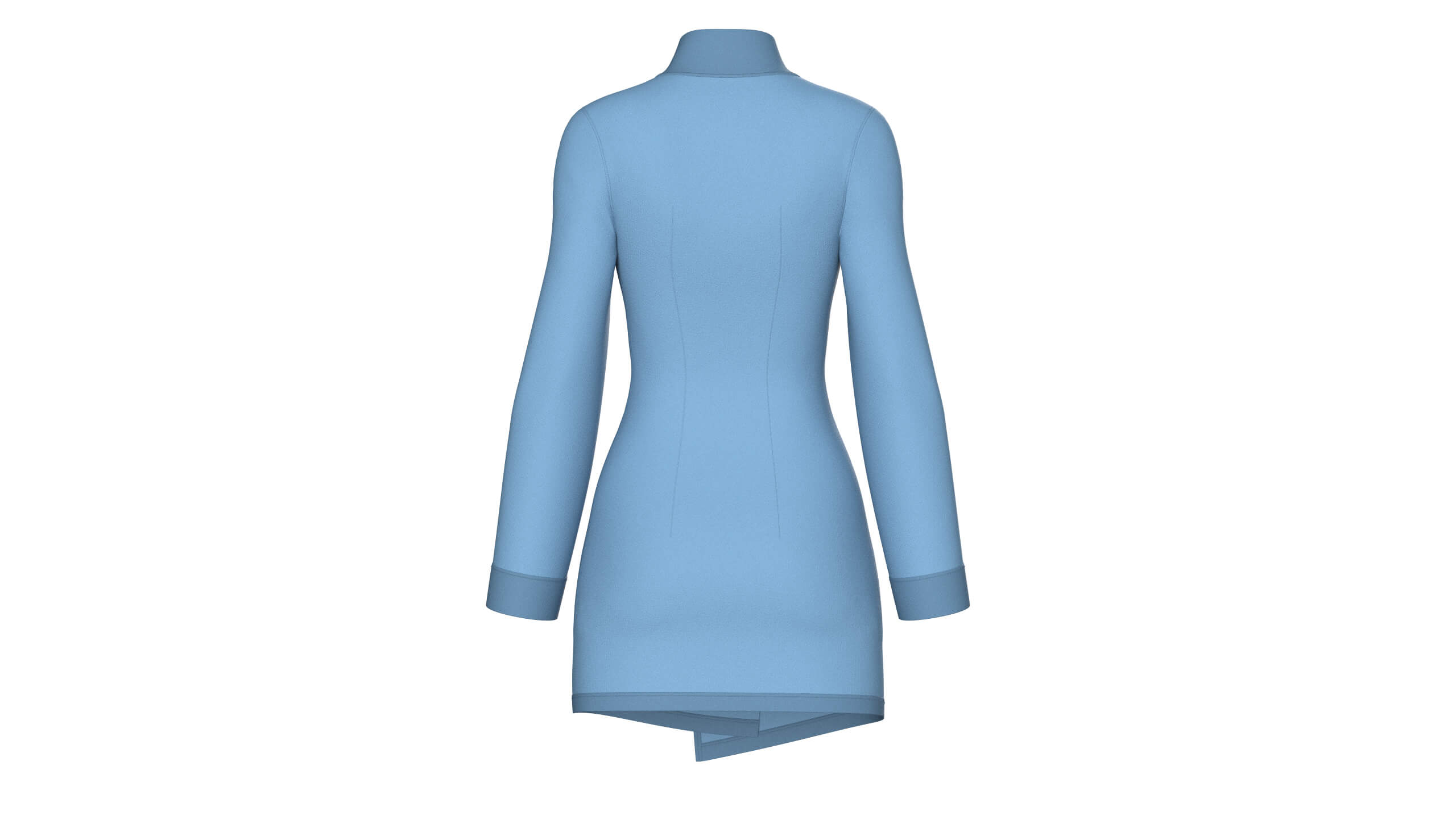 Girls High Neck Diagonal Button Coat Dress 3D Model