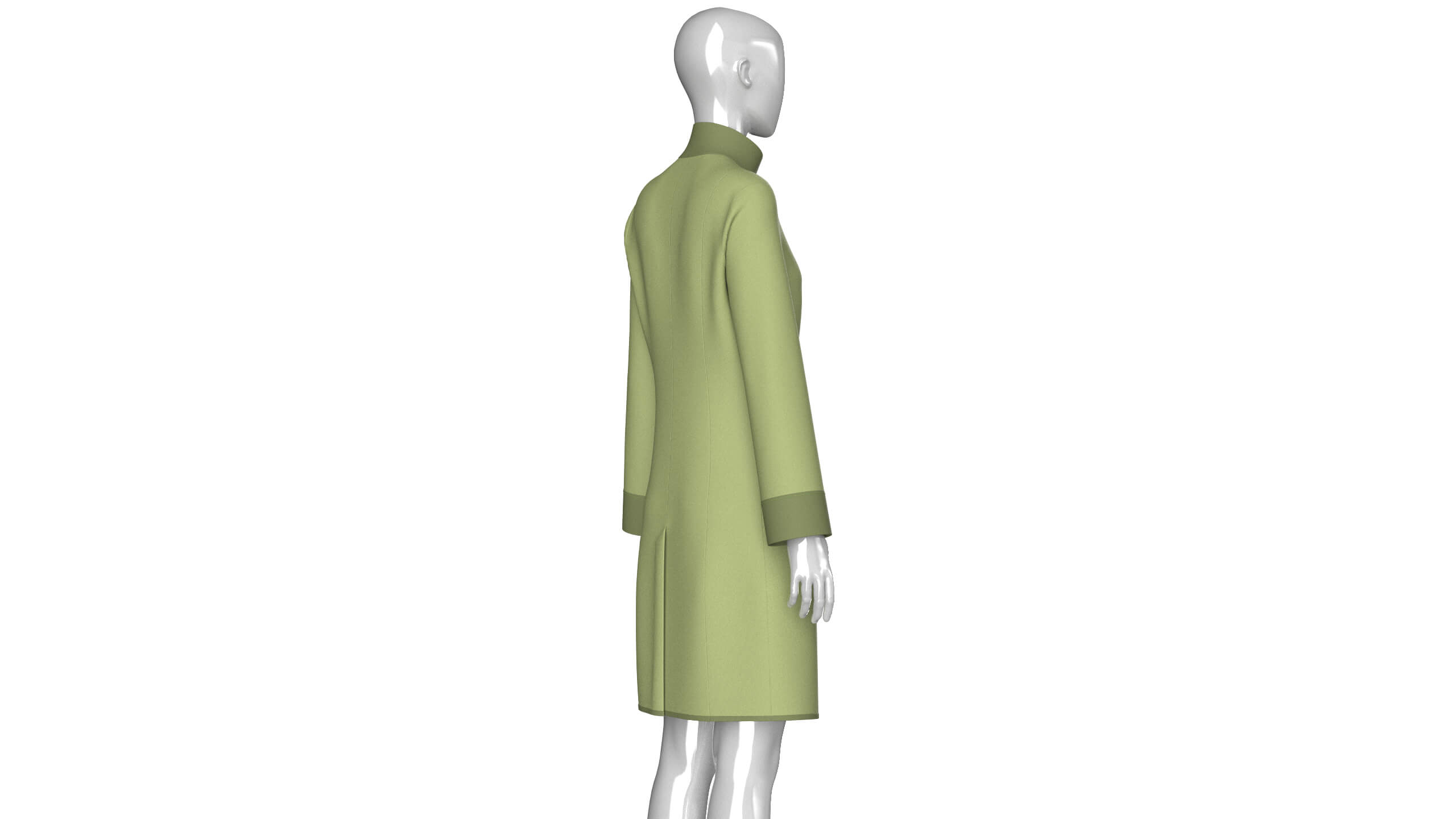 Girls High Neck Double-Breasted Coat Dress 3D Model