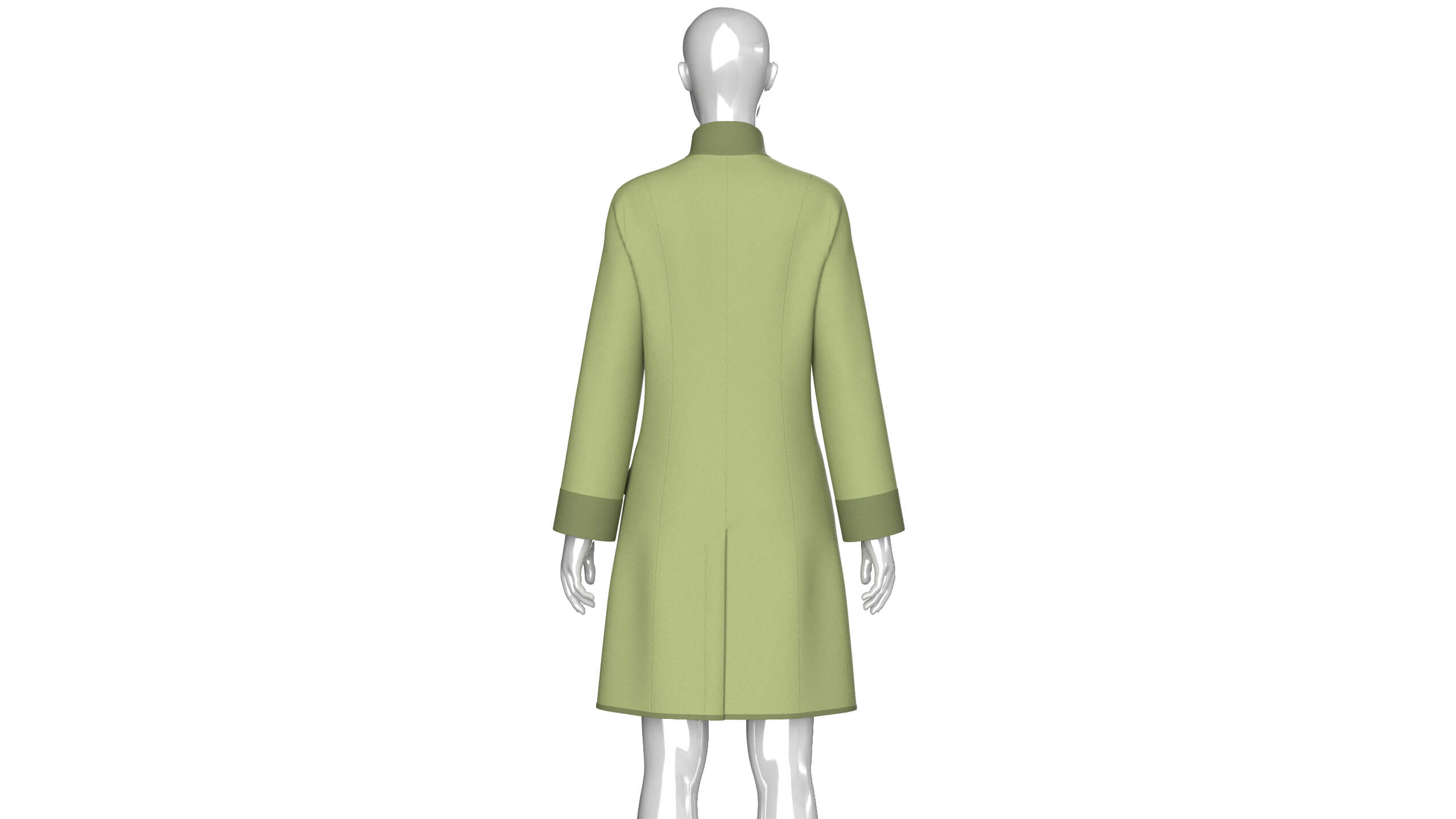 Girls High Neck Double-Breasted Coat Dress 3D Model