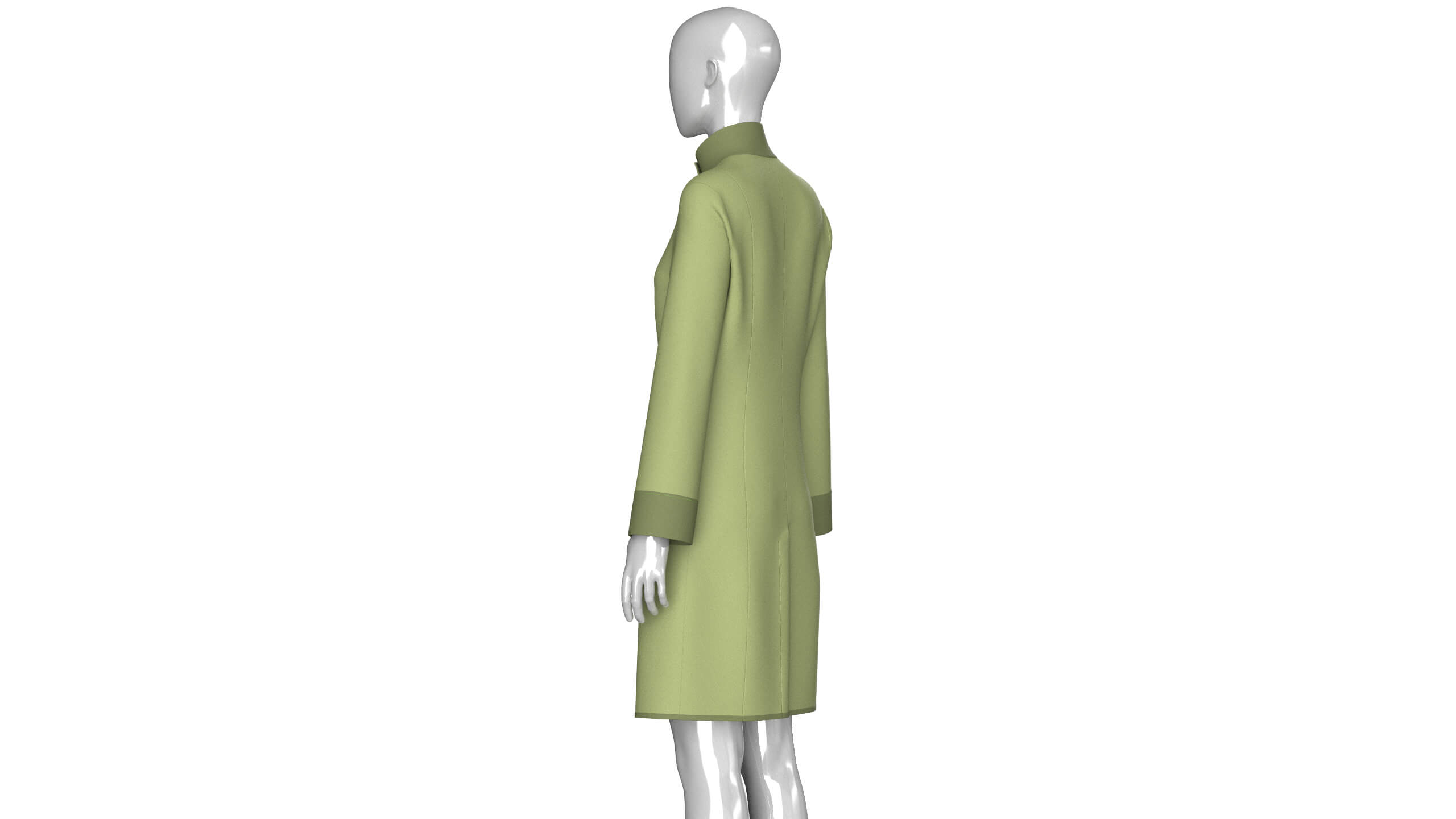 Girls High Neck Double-Breasted Coat Dress 3D Model