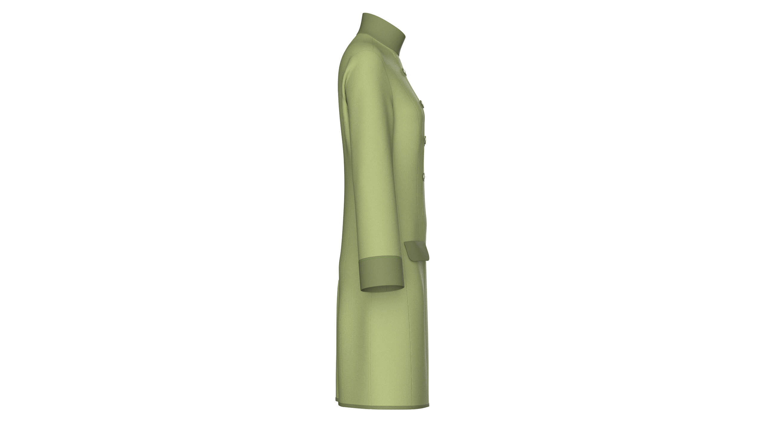 Girls High Neck Double-Breasted Coat Dress 3D Model