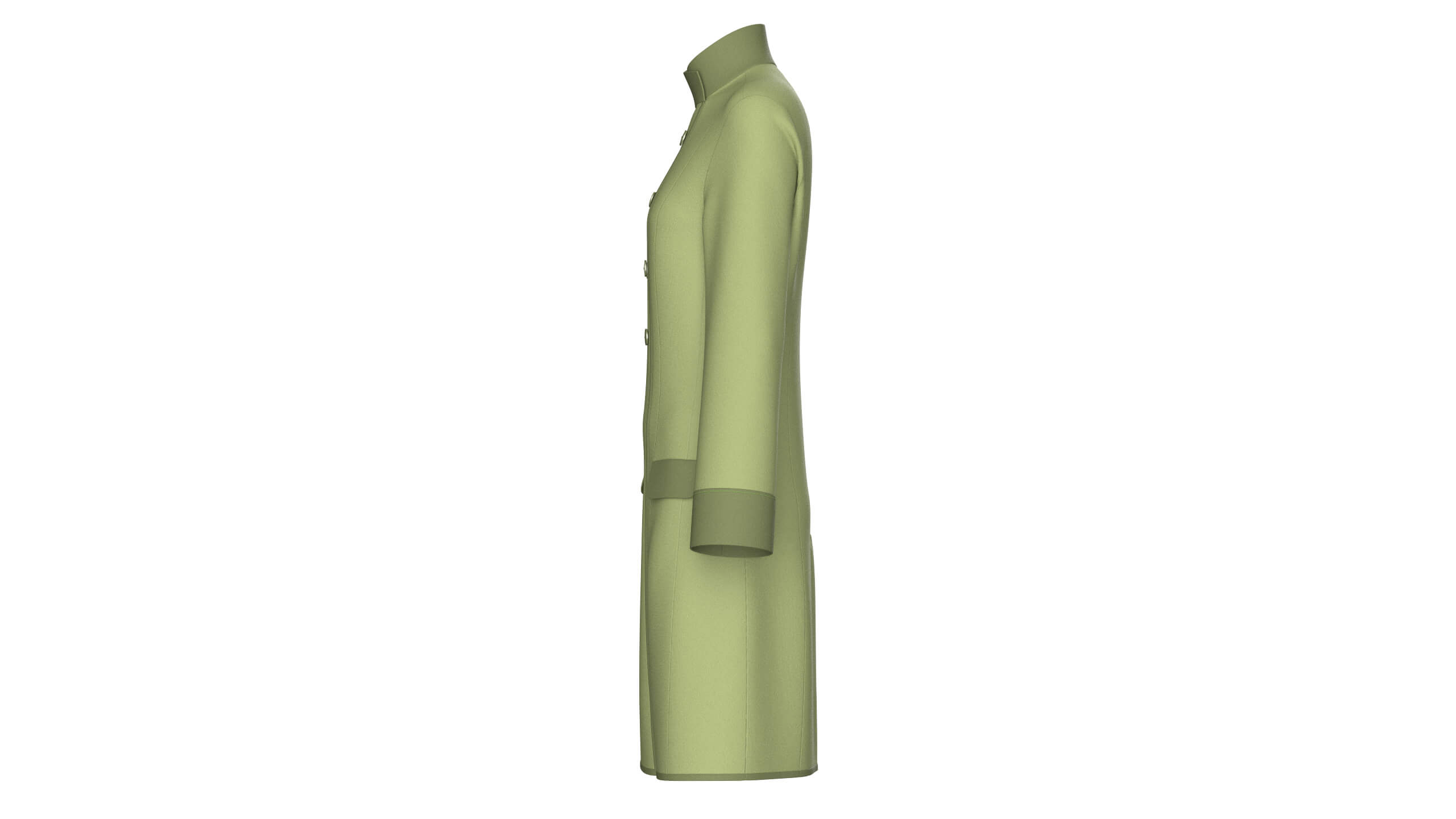 Girls High Neck Double-Breasted Coat Dress 3D Model