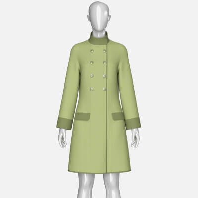 Girls High Neck Double-Breasted Coat Dress
