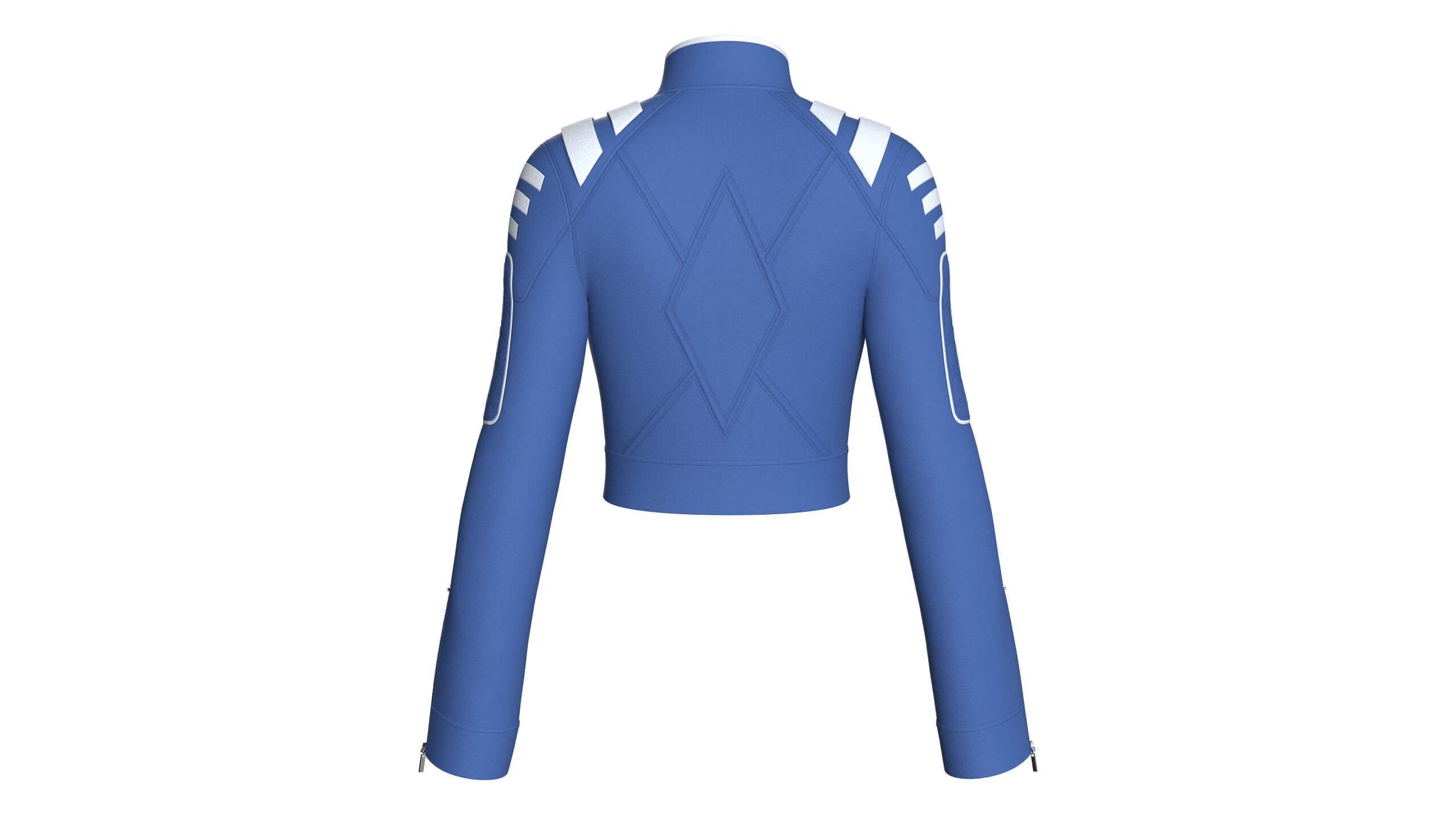 Girls High Neck Half-Zip Crop Tactical Jacket 3D Model