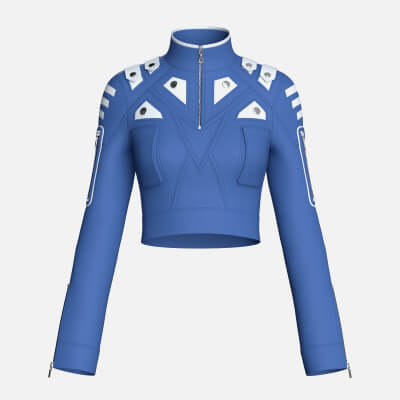 Girls High Neck Half-Zip Crop Tactical Jacket