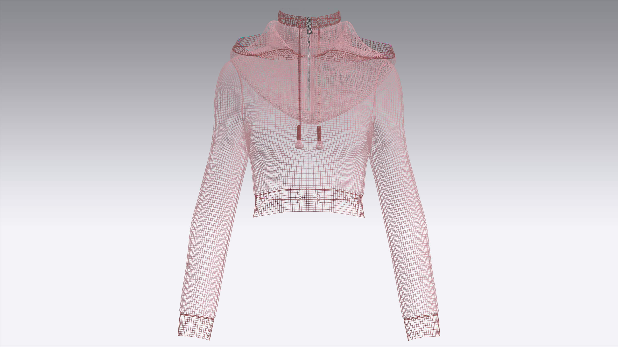 Girls High Neck Half-Zip Hooded Crop Jacket 3D Model