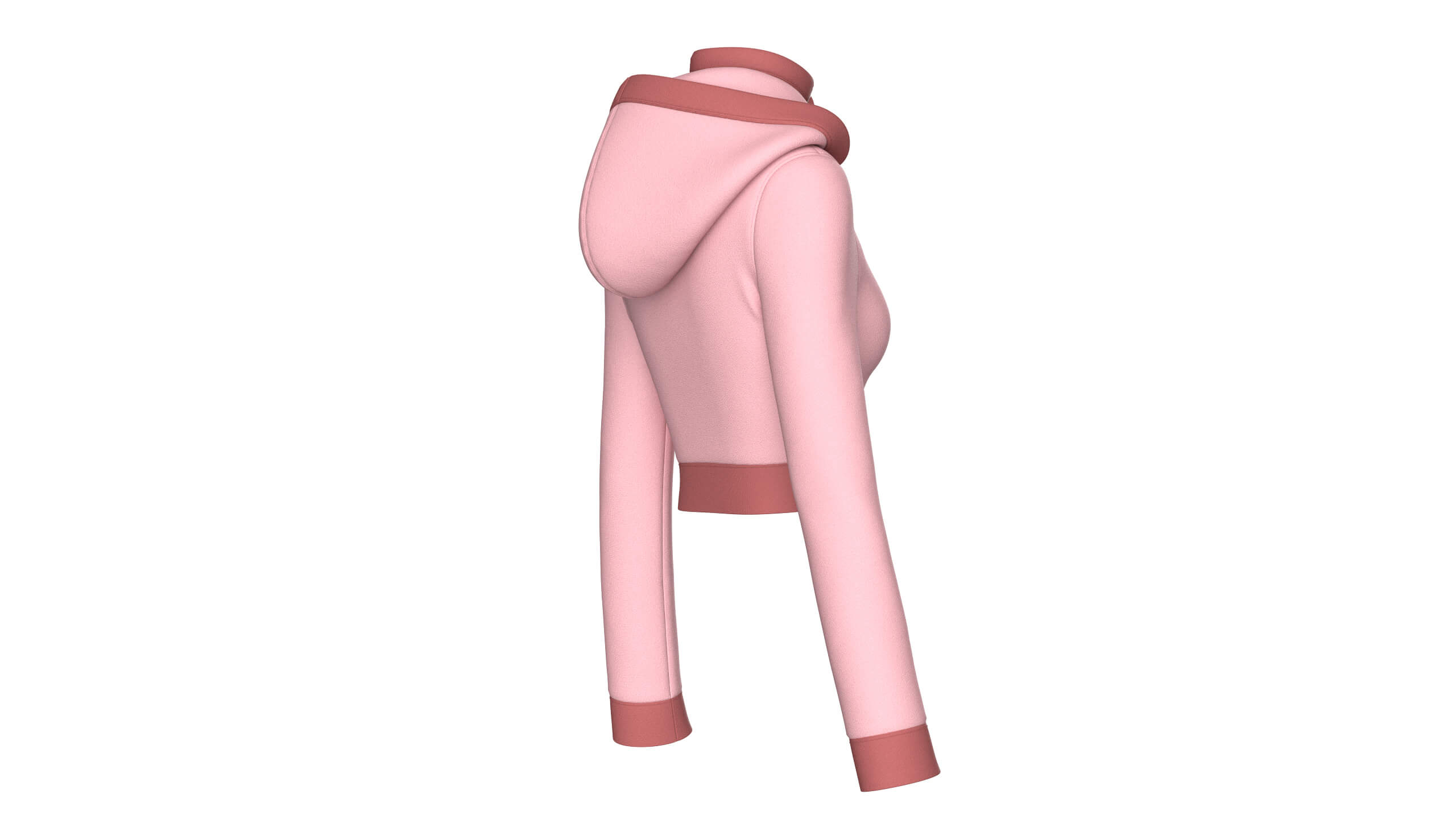Girls High Neck Half-Zip Hooded Crop Jacket 3D Model