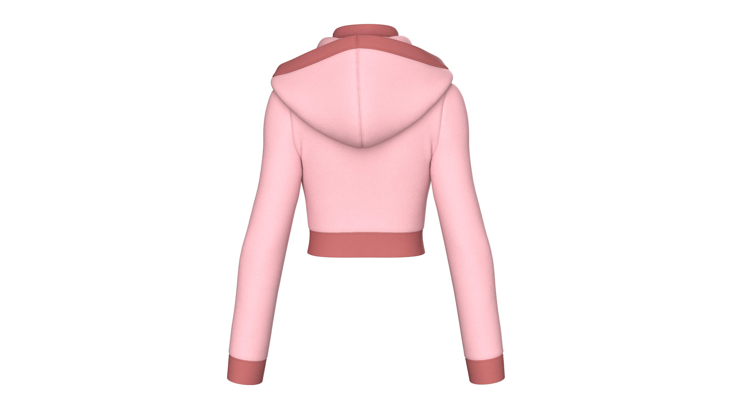 Girls High Neck Half-Zip Hooded Crop Jacket 3D Model