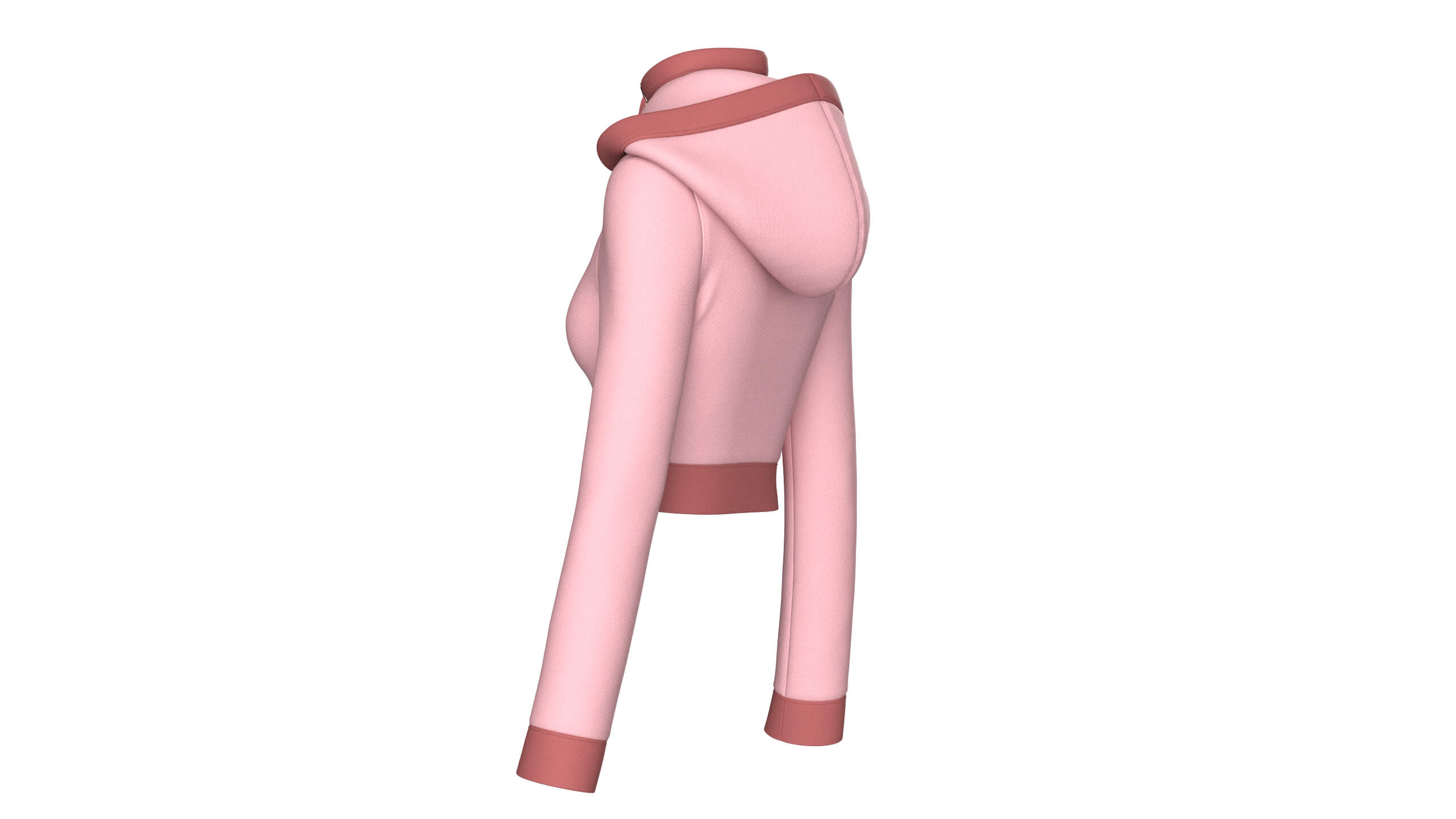 Girls High Neck Half-Zip Hooded Crop Jacket 3D Model