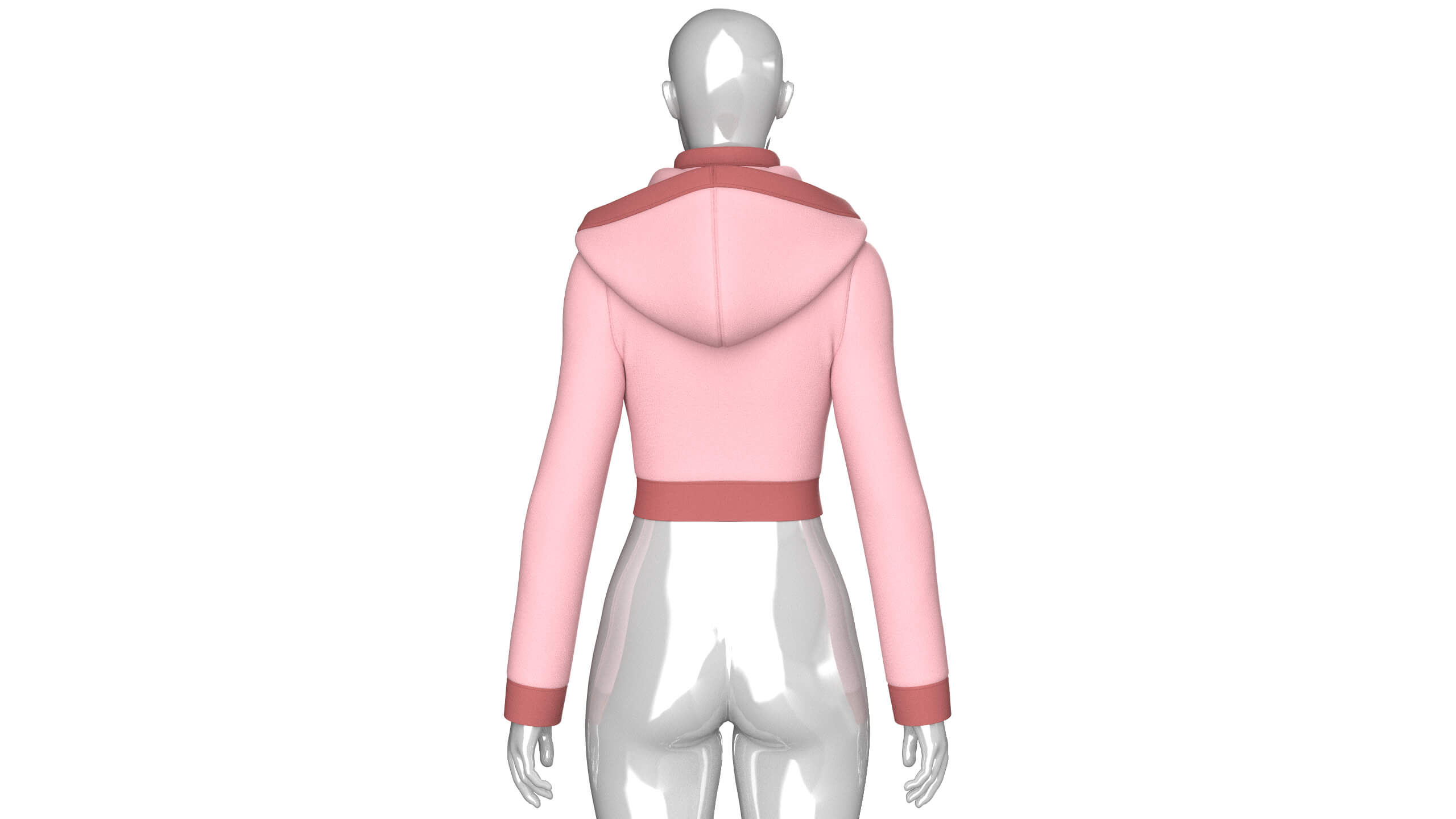 Girls High Neck Half-Zip Hooded Crop Jacket 3D Model