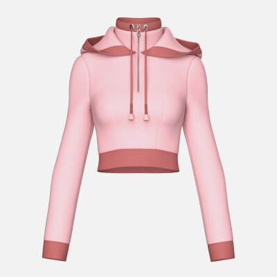 Girls High Neck Half-Zip Hooded Crop Jacket