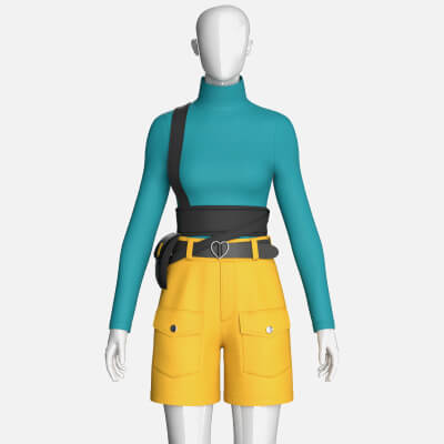 Girls High Neck Top with Cargo Shorts - Outfit