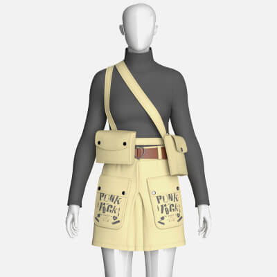 Girls High Neck Top with Cargo Skirt - Outfit