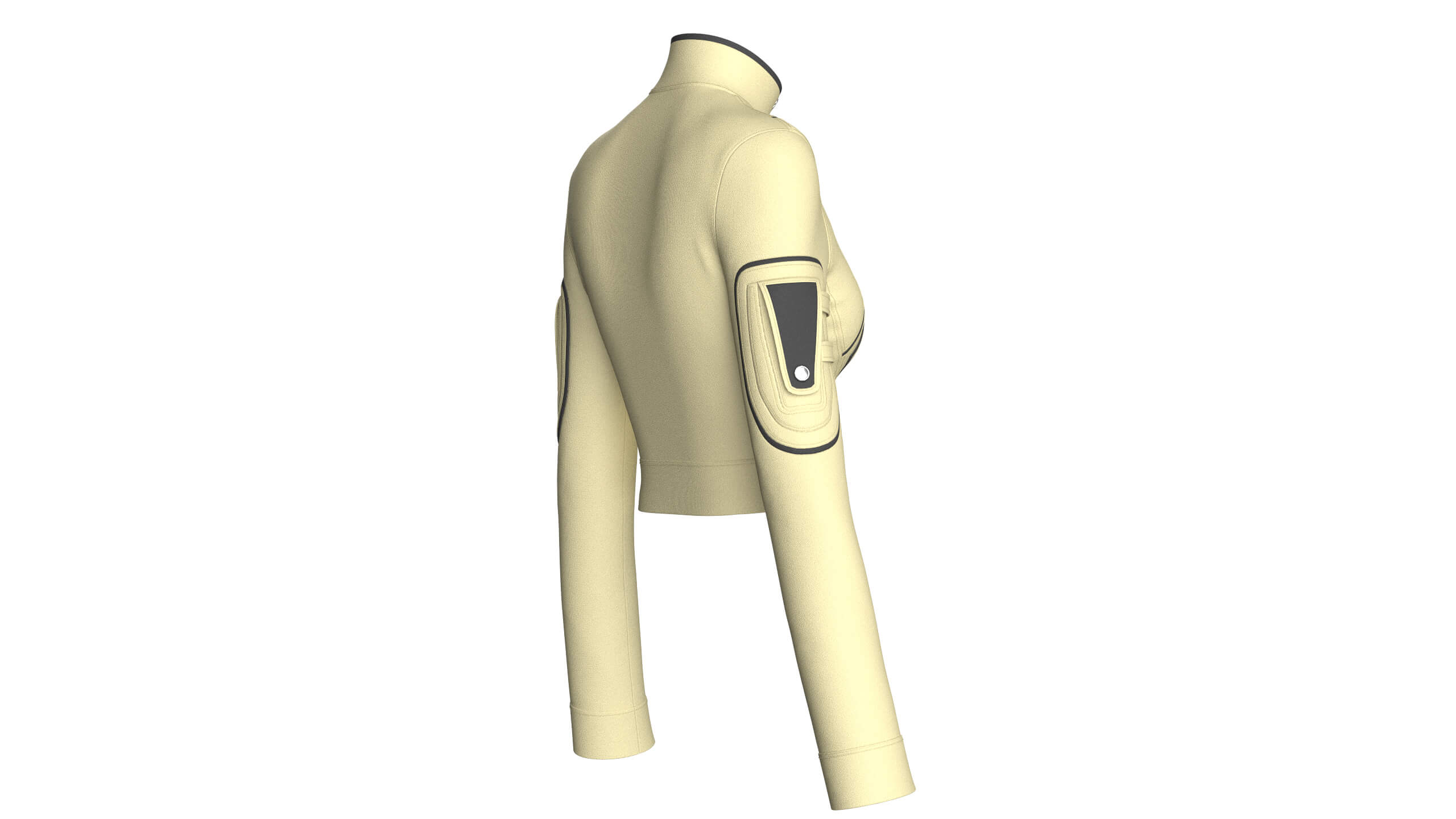 Girls High Neck Zip-Up Crop Tactical Jacket 3D Model