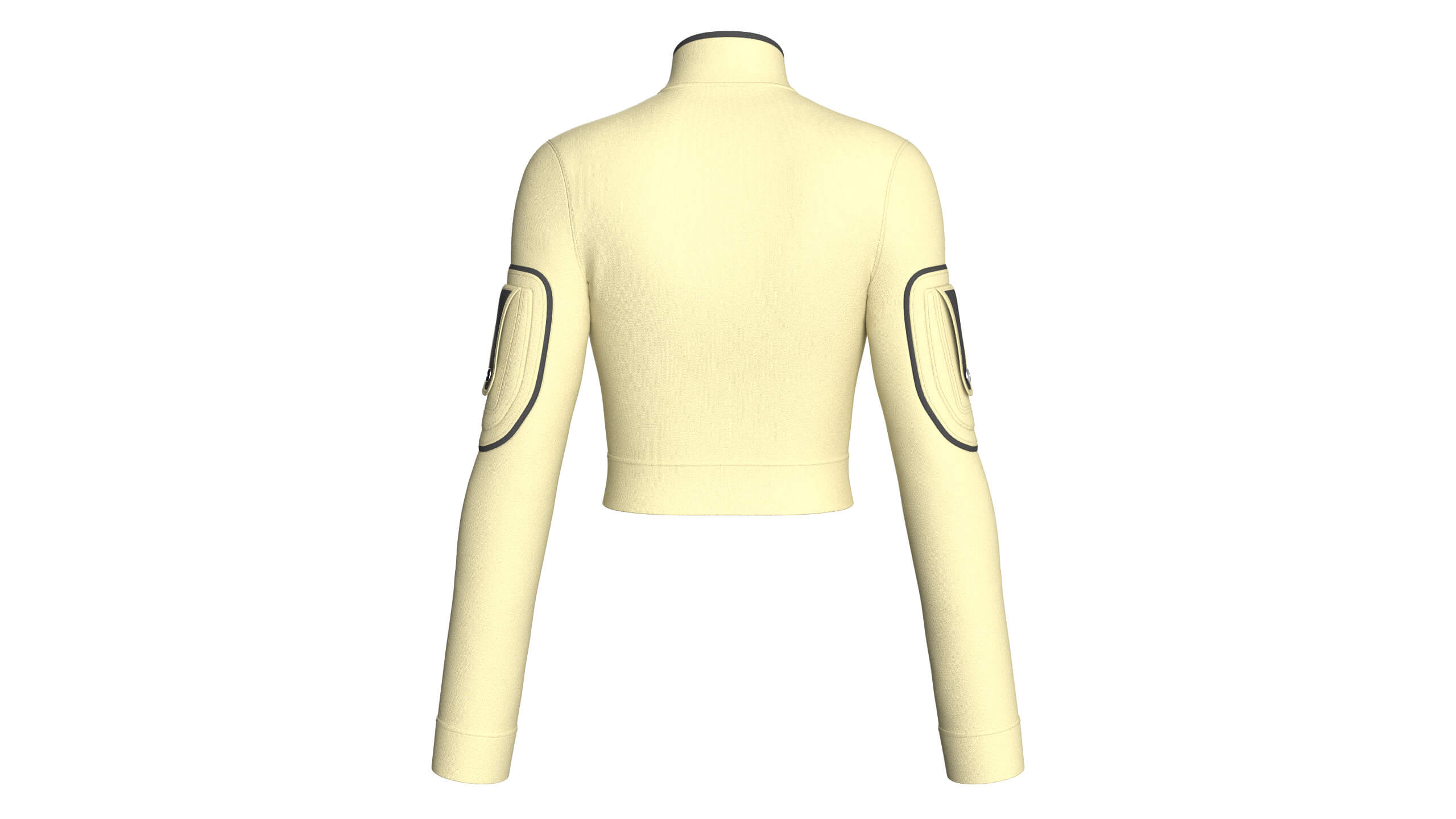 Girls High Neck Zip-Up Crop Tactical Jacket 3D Model