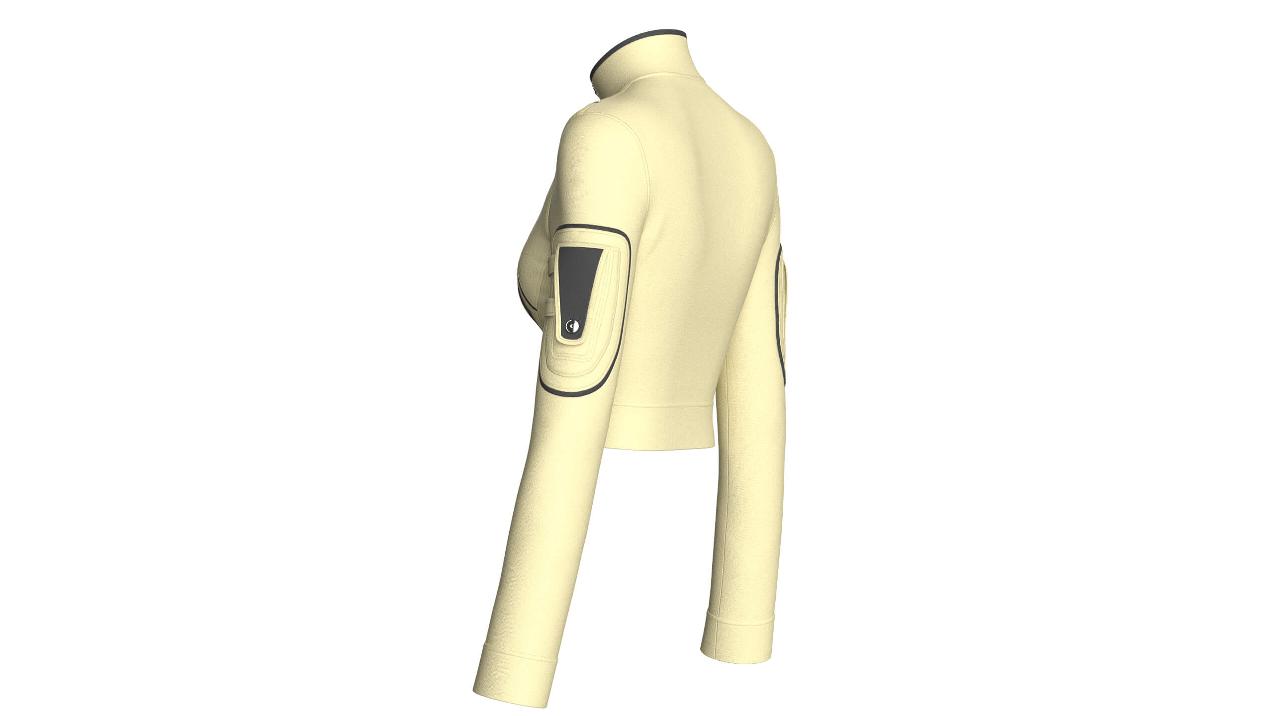 Girls High Neck Zip-Up Crop Tactical Jacket 3D Model