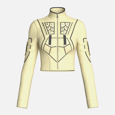 Girls High Neck Zip-Up Crop Tactical Jacket