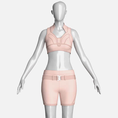 Girls High Neckband Collar Top with Shorts Outfit