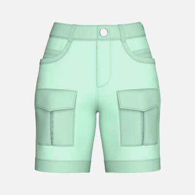 Girls High-Rise Flap Cargo Pocket Shorts