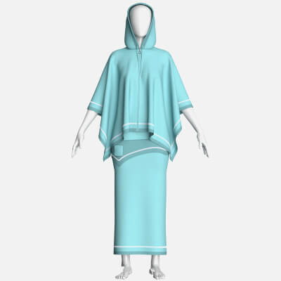 Girls Hooded Cape Top with Maxi Skirt Outfit
