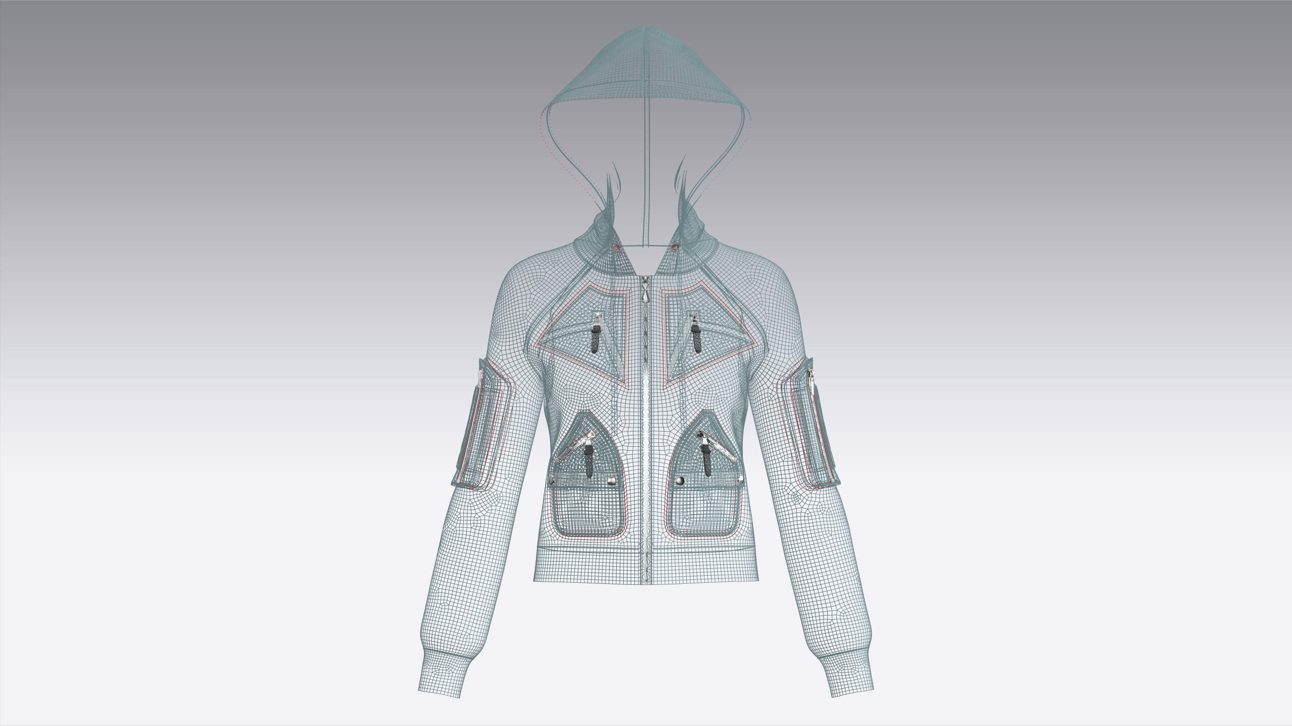 Girls Hooded Full-Zip Tactical Jacket 3D Model