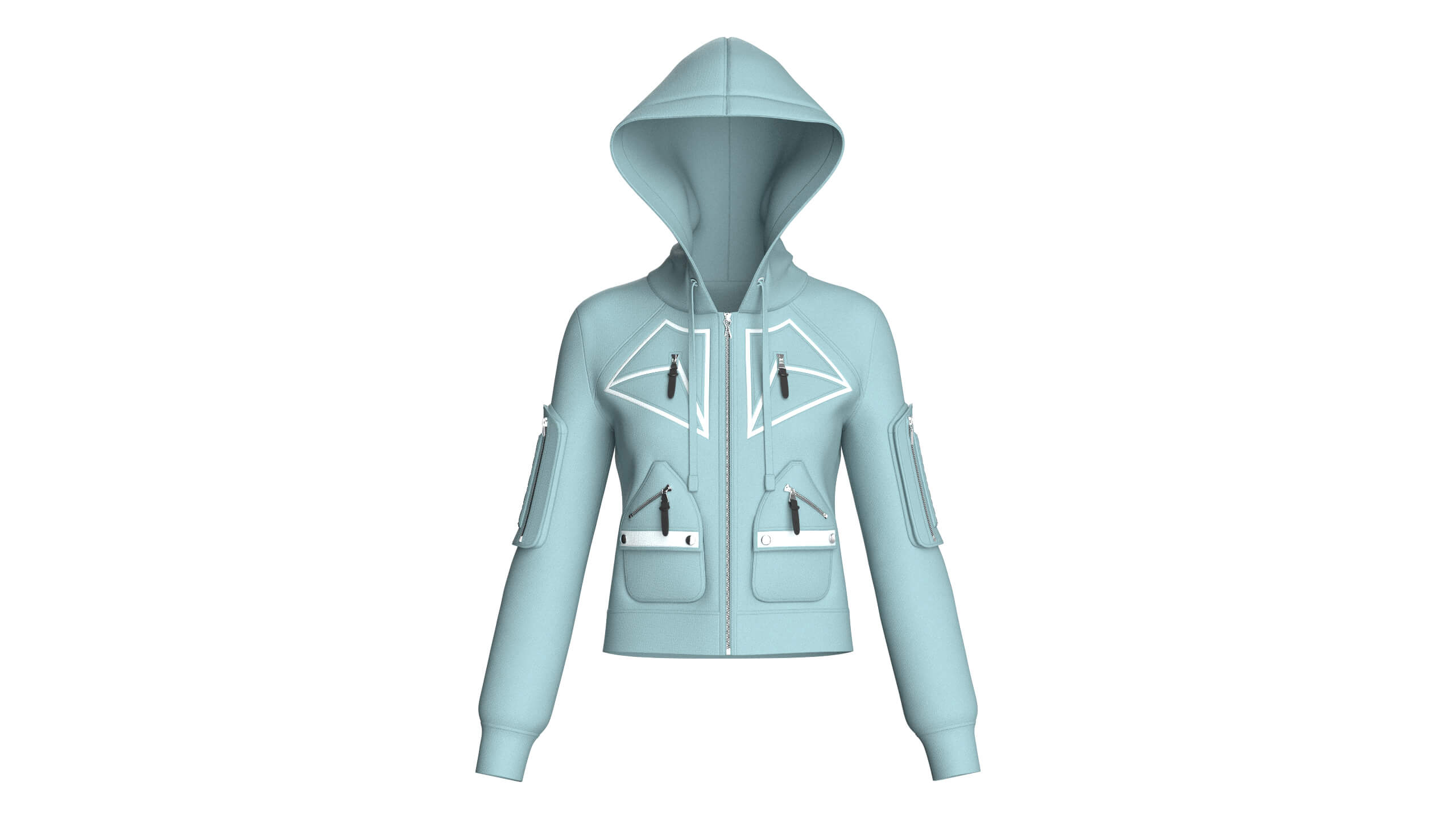 Girls Hooded Full-Zip Tactical Jacket 3D Model