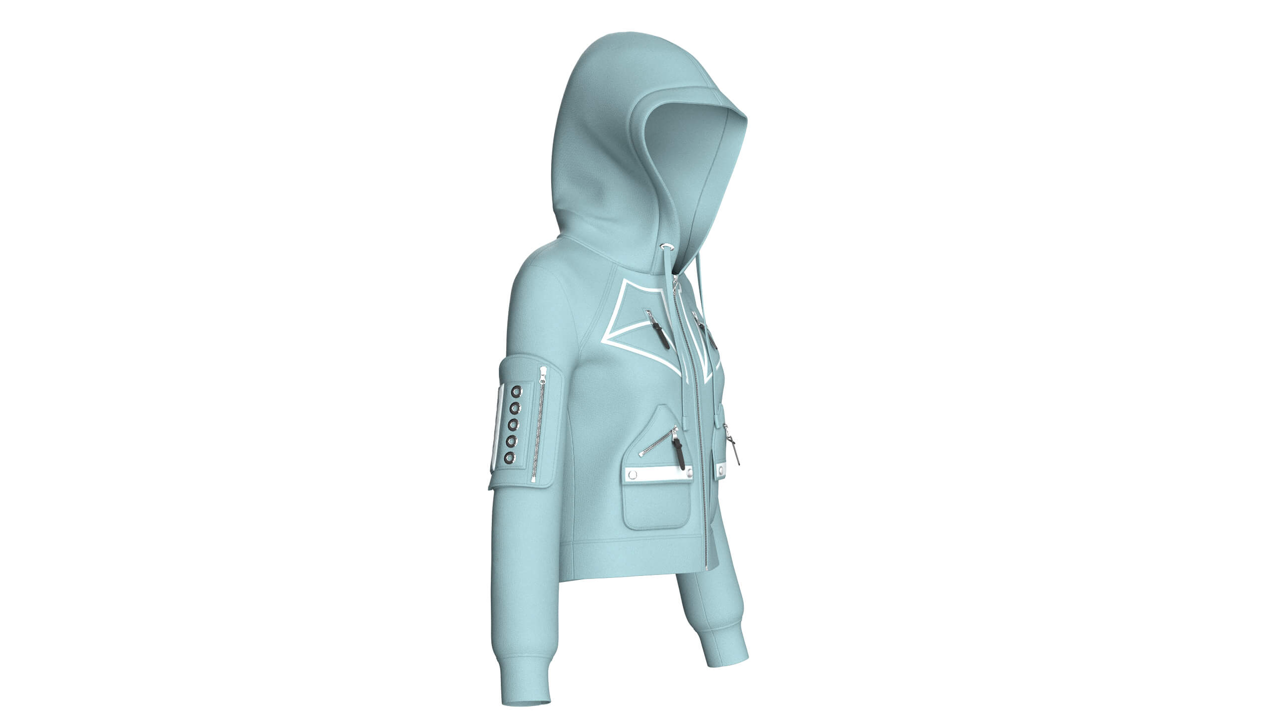 Girls Hooded Full-Zip Tactical Jacket 3D Model