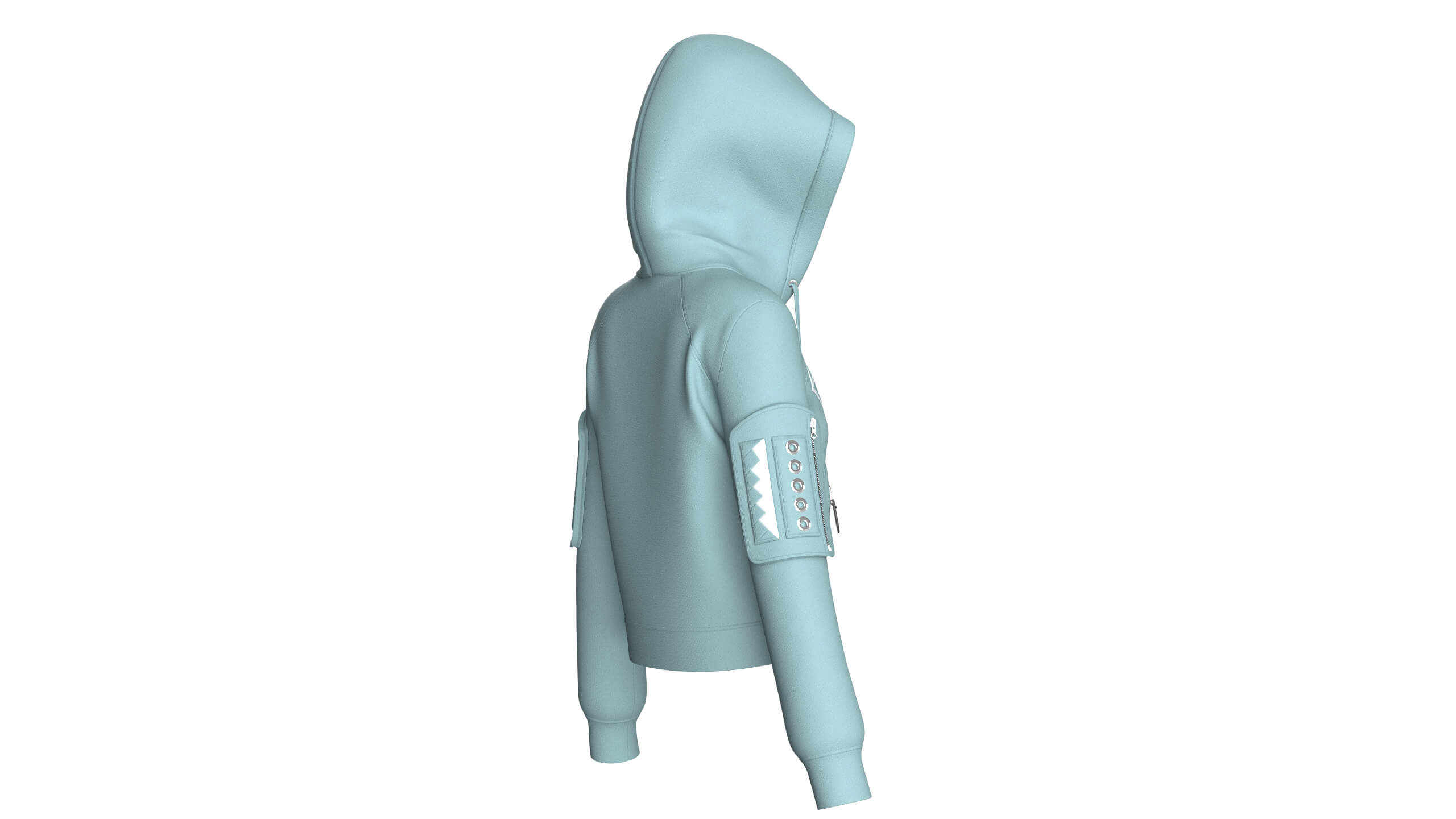 Girls Hooded Full-Zip Tactical Jacket 3D Model