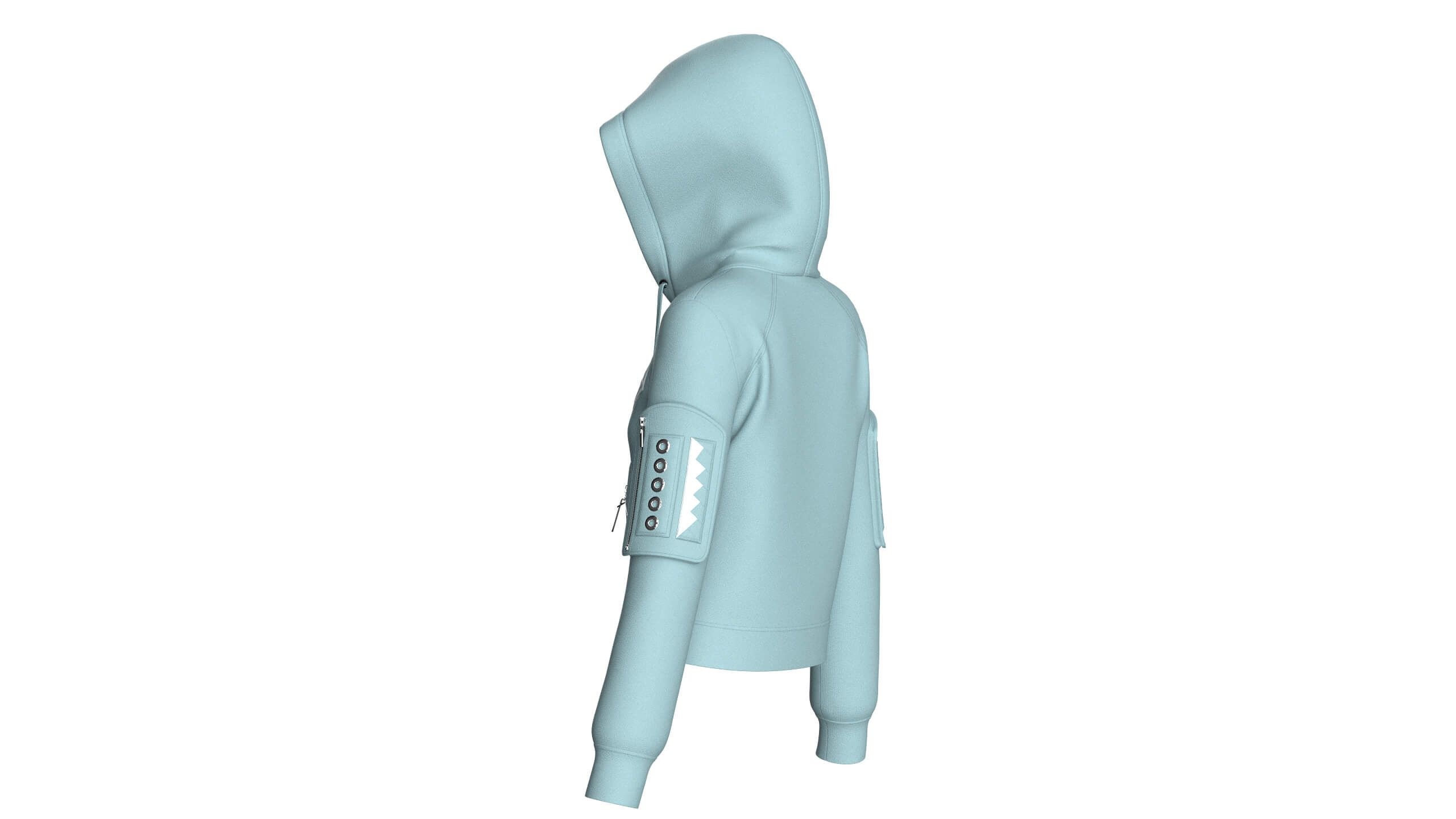 Girls Hooded Full-Zip Tactical Jacket 3D Model